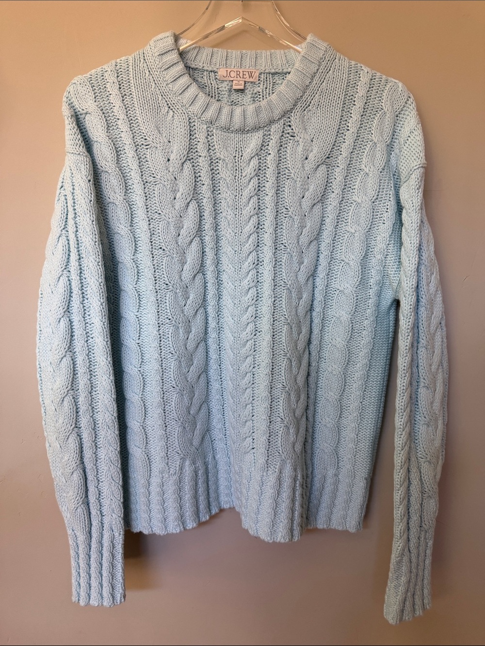 J. Crew Icy Blue Chunky Coastal Crew Neck Sweater M